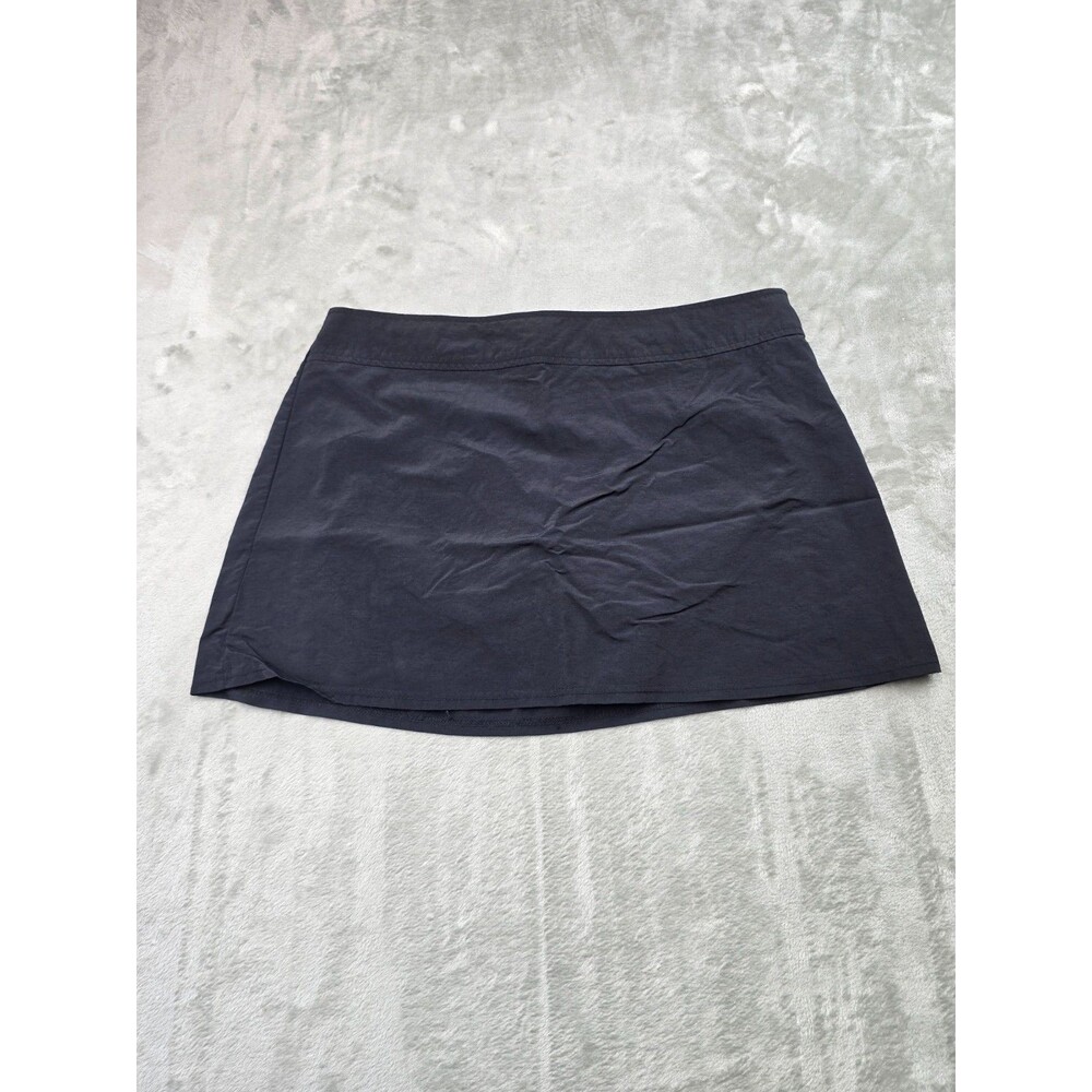 Lands End Womens Size 14 Black Active Swim Skirt Skort Side Zip Built In Lining